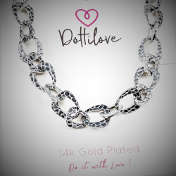 Roestvrij Stalen Dames Ketting Asymmetrische Platte Schakels - Slangenpatroon