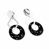 Zwart-Zilverkleur Stalen Dames Lange Oorbellen Sterren - Ruit-Hanger