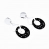 Zwart-Zilverkleur Stalen Dames Lange Oorbellen Sterren - Ruit-Hanger