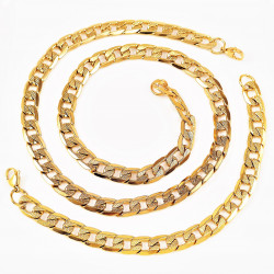 22cm x 9,5mm Heren Gedetailleerde Cubaanse Armband Verguld Stalen