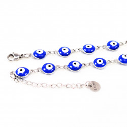 Dames Roestvrij Stalen Donkerblauw Turkse Ogen Ketting 8mm