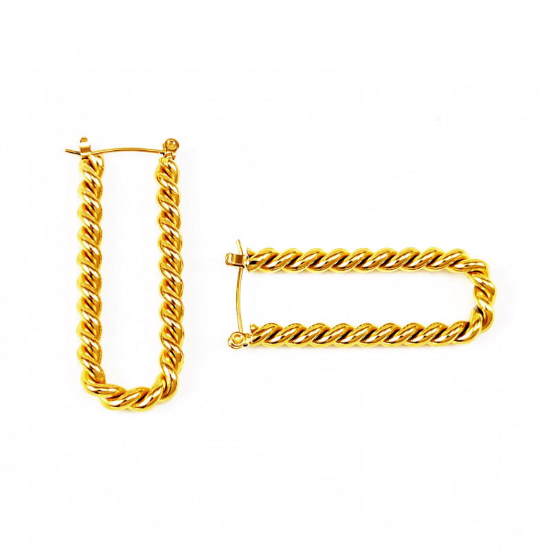 Twisted Dames U-vorm Oorringen - Roestvrij Staal Gold Plated