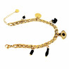 Stalen Dames Cubaanse Armband Gold Plated - Turkse oog - Zwarte Stenen
