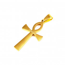 38mm Egyptische Kruis Ankh Hanger Heren - Dames - Stalen Gepolijst Goudkleur - Amulet