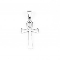 45mm Egyptische Kruis Ankh Hanger Heren - Dames - Stalen Gepolijst Zilverkleur - Amulet