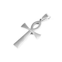 45mm Egyptische Kruis Ankh Hanger Heren - Dames - Stalen Gepolijst Zilverkleur - Amulet
