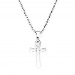 45mm Egyptische Kruis Ankh Hanger Heren - Dames - Stalen Gepolijst Zilverkleur - Amulet