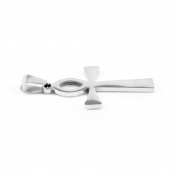 60cm x 3mm Ketting + Egyptische Kruis Ankh Hanger - Stalen Zilverkleur - Amulet Heren - Dames