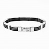 Heren Schakels Armband - Zwart-Zilverkleur Roestvrij Stalen