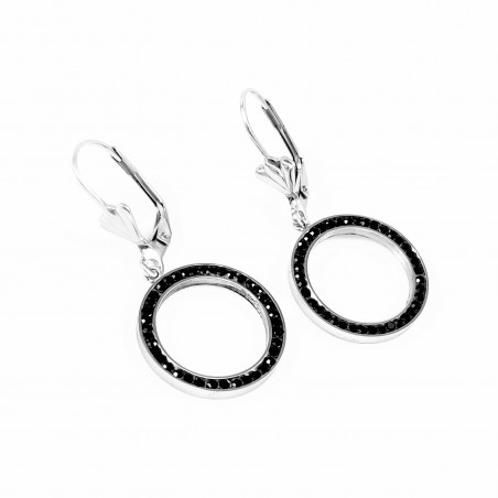 Dames Roestvrij Stalen Oorbellen - Oorhangers - Zwarte Zirkonen