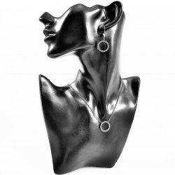 Dames Roestvrij Stalen Ketting met Fonkelende Zirkonen Ronder Hanger
