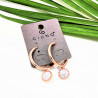 Ø30mm Oorbellen Dames - Roségoudkleurig RVS - Oorringen met Hanger van Zirkonias