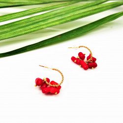 Dottilove Ø15mm Oorbellen - Rode Stenen Oorbellen Dames - Rode Stenen - Roestvrij Staal Gold Plated