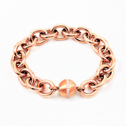MAILLA Dames Ronde Schakelsketting Armband - Roségoudkleurig Vergulde Stalen Armband