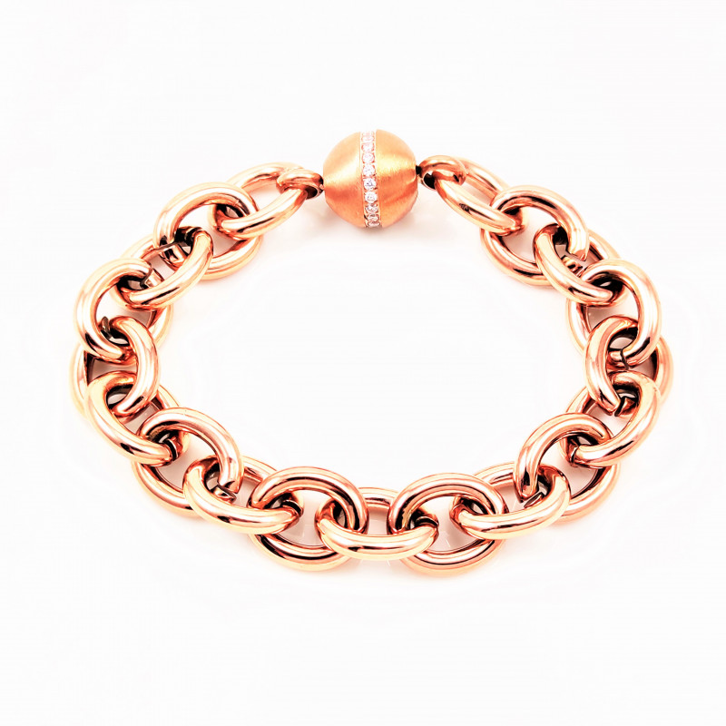 MAILLA Dames Ronde Schakelsketting Armband - Roségoudkleurig Vergulde Stalen Armband MAILLA Dames Ronde Schakelsketting Armband - Roségoudkleurig Vergulde Stalen Armband