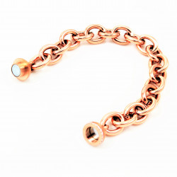 MAILLA Dames Ronde Schakelsketting Armband - Roségoudkleurig Vergulde Stalen Armband