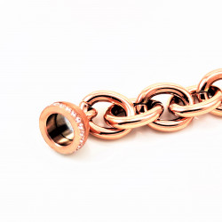 MAILLA Dames Ronde Schakelsketting Armband - Roségoudkleurig Vergulde Stalen Armband