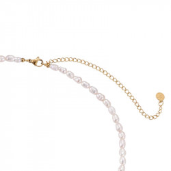 Dottilove Zoetwaterparels Ketting - RVS Gold Plated - Parel Collier - Dames Parel Choker