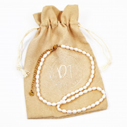 Dottilove Zoetwaterparels Ketting - RVS Gold Plated - Parel Collier - Dames Parel Choker