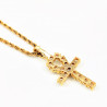Twisted Koordketting Ketting - Egyptische Kruis Ankh Hanger -  Verguld Roestvrij Stalen - Amulet Heren - Dames