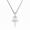 60 cmx 3mm Twisted Koordketting Ketting - Egyptische Kruis Ankh Hanger - zilverkleurige Roestvrij Stalen - Amulet Heren - Dames