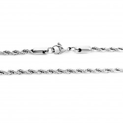 60 cmx 3mm Twisted Koordketting Ketting - Egyptische Kruis Ankh Hanger - zilverkleurige Roestvrij Stalen - Amulet Heren - Dames