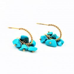 Dottilove Ø15mm Oorbellen - Dames Turkoois Oorringen - Turkoois Stenen - RVS Gold Plated