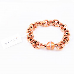 MAILLA Dames Ronde Schakelsketting Armband - Roségoudkleurig Vergulde Stalen Armband