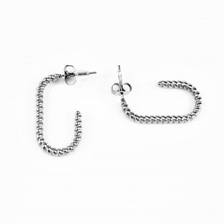 Dottilove Ø27mm Twist Square Oorbellen - Dames Stalen Schakel Oorbellen - Wit Gold Plated