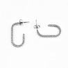Dottilove Ø27mm Twist Square Oorbellen - Dames Stalen Schakel Oorbellen - Wit Gold Plated