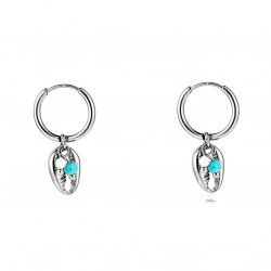 Dottilove RVS Ø13mm Oorbellen - Dames Oorringen met Schelp Hanger - RVS Plated