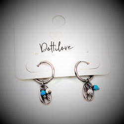 Dottilove RVS Ø13mm Oorbellen - Dames Oorringen met Schelp Hanger - RVS Plated