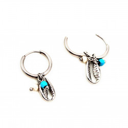 Dottilove RVS Ø13mm Oorbellen - Dames Oorringen met Schelp Hanger - RVS Plated