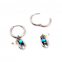 Dottilove RVS Ø13mm Oorbellen - Dames Oorringen met Schelp Hanger - RVS Plated