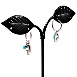 Dottilove RVS Ø13mm Oorbellen - Dames Oorringen met Schelp Hanger - RVS Plated