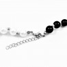 Dames Collier - Zwart-Wit Kralen Ketting - Ketting met Yin Yang-Hanger RVS