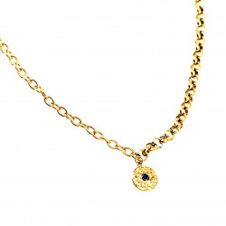 Dottilove Collier- RVS Geel Gold Plated - Dames Ketting met Turks Oog Hanger