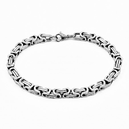 5mm Byzantijnse Armband - Heren Koningsarmband - Gepolijst RVS Zilverkleur
