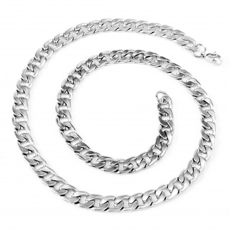 50cm, 8mm Heren Cubaanse Ketting zilverkleurige Roestvrij Stalen