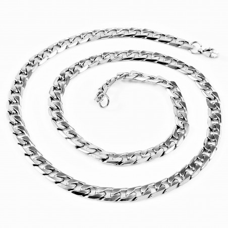 60cm x 7mm  Cubaanse ketting - Heren Ketting - zilverkleurige Roestvrij Staal