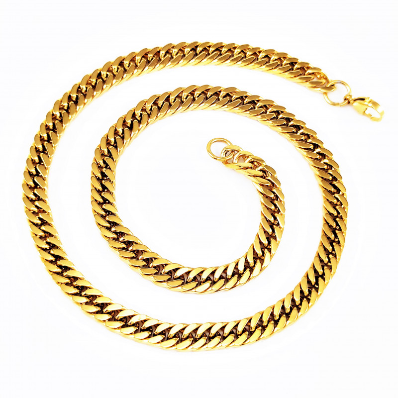 55cm x 8mm Gourmet Schakelsketting - Heren Ketting - Verguld Roestvrij Staal 55cm x 8mm Gourmet Schakelsketting - Heren Ketting - Verguld Roestvrij Staal