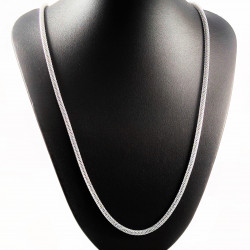 80cm x 4mm Dames Lange Verstelbare Mesh Ketting - Roestvrij Staal Zilverkleur