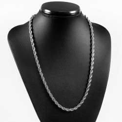 50cm x 4mm Gedraaide Koord Ketting - Dames en Heren Ketting - zilverkleurige Roestvrij Staal