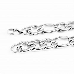 23cm, 12mm Heren Armband - Figaro Schakelarmband - zilverkleurige Roestvrij Stalen
