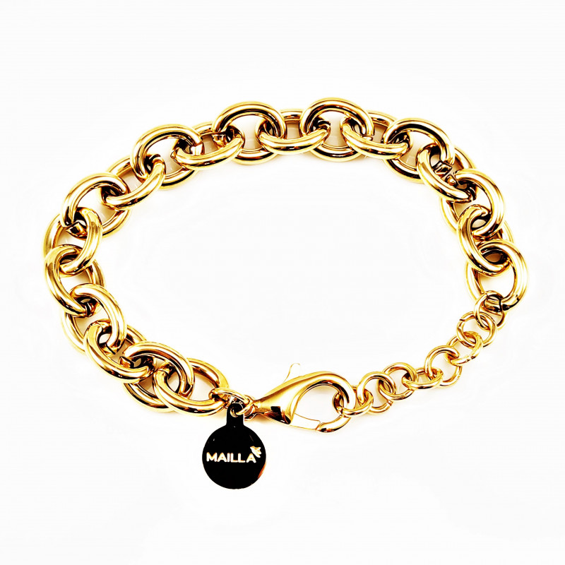 MAILLA Dames Ronde Schakelsketting Armband - Geelgoudkleurig Vergulde Stalen MAILLA Dames Ronde Schakelsketting Armband - Geelgoudkleurig Vergulde Stalen