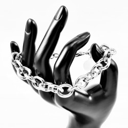 MAILLA Dames Ronde Schakelsketting Armband - zilverkleurige Roestvrij Stalen