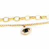 Dubbele Layer Collier Dames - Gelaagde Ketting Turkse Ooghangers - Vergulde RVS
