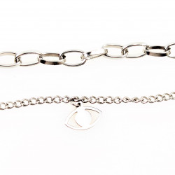 Dubbele Layer Collier Dames - Gelaagde Ketting Turkse Ooghangers - zilverkleurige RVS