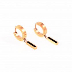 Oorringen Dames - Titanium RVS Roségoudkleurig Oorbellen met Rechte Hanger