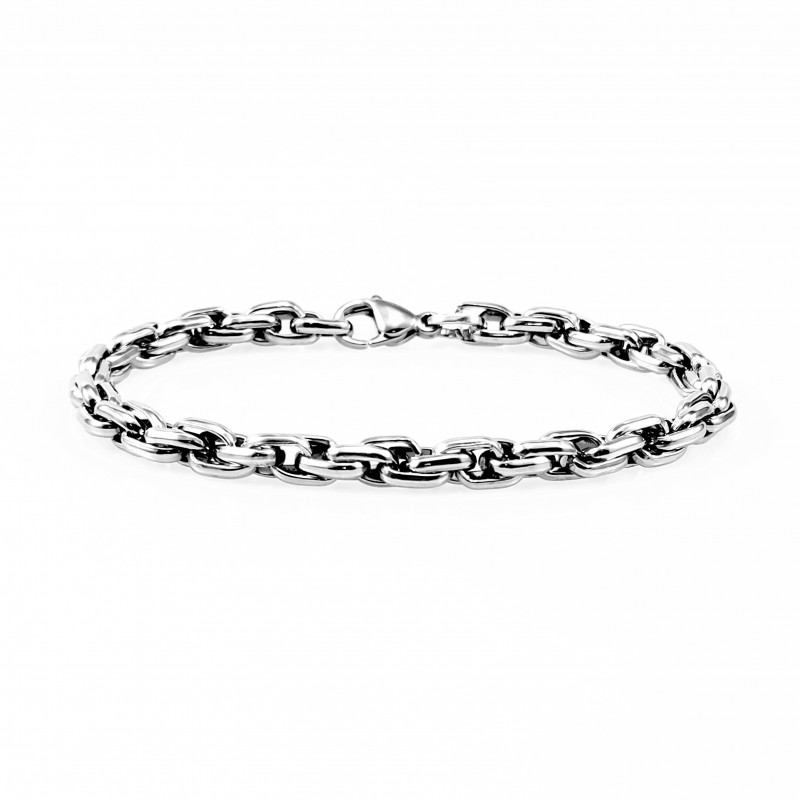 Heren Ovaleschakel armband - RVS Zilverkleur